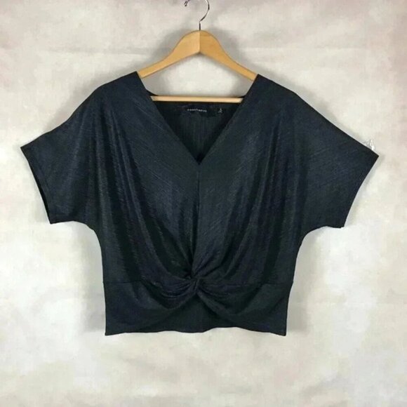 CODE x MODE Black V-neck Knot Front Dressy Top Size MEDIUM - Picture 3 of 7